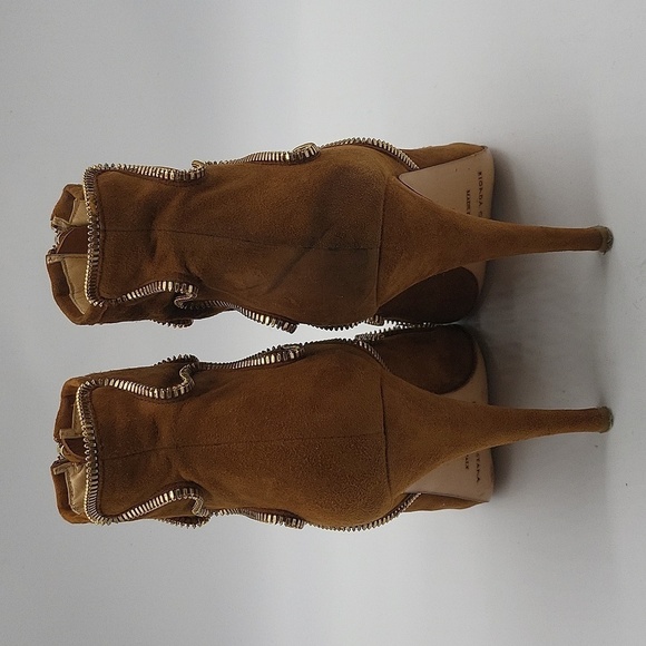 941- Bionda Castana Ankle Suede Boots Open Toe Made In Italy Size 6.5 - Picture 4 of 12